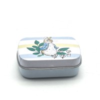 Wholesale metal small cute rectangular candy pill tin box with hinge