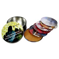 Wholesale Eco-friendly Tableware Decoration design Round tin coaster set