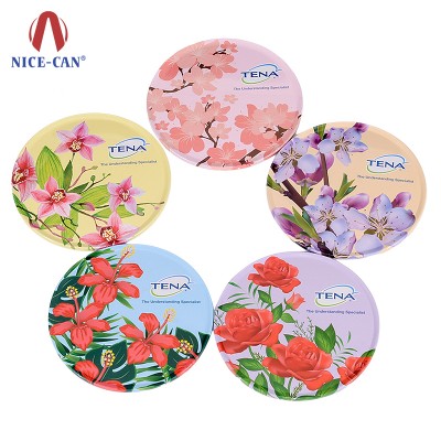 Nice-can high quality full color printing round tin for coaster set