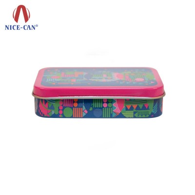 Custom kids cartoon printing rectangular colored tin containers